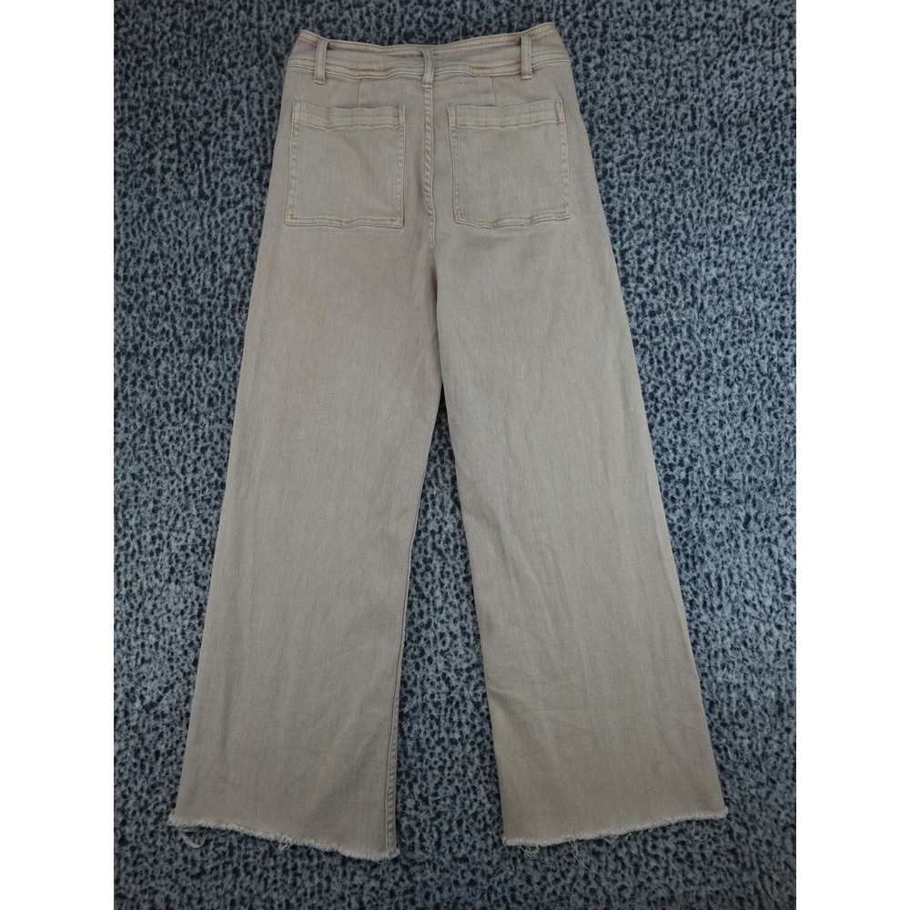 Robertson + Rodeo Wide Leg Jeans Womens Medium Tan Raw Hem High Rise - Picture 12 of 14